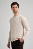 Long Sleeve Plain Knitted Crew Neck Pocketless Cotton Slim Fit Knitwear 1012245163