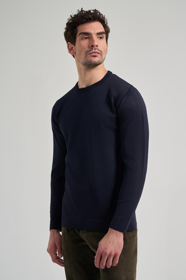 Long Sleeve Plain Knitted Crew Neck Pocketless Cotton Slim Fit Knitwear 1012245163