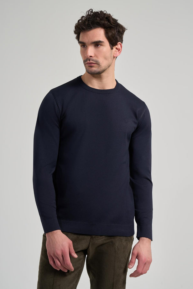 Long Sleeve Plain Knitted Crew Neck Pocketless Cotton Slim Fit Knitwear 1012245163