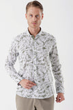 White Long Sleeve Printed Pocketless Cotton Classic Slim Fit Shirt 1004230229