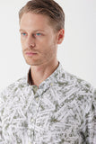 White Long Sleeve Printed Pocketless Cotton Classic Slim Fit Shirt 1004230229