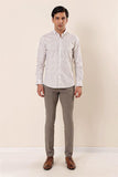 Yellow Long Sleeve Printed Pocketless Cotton Stretch Slim Fit Casual Shirt 1004230136