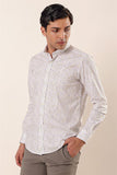 Yellow Long Sleeve Printed Pocketless Cotton Stretch Slim Fit Casual Shirt 1004230136