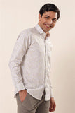 Yellow Long Sleeve Printed Pocketless Cotton Stretch Slim Fit Casual Shirt 1004230136