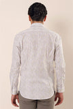 Yellow Long Sleeve Printed Pocketless Cotton Stretch Slim Fit Casual Shirt 1004230136