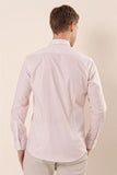 Salmon Long Sleeve Printed Pocketless Cotton Stretch Classic Slim Fit Shirt 1004230115