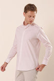 Salmon Long Sleeve Printed Pocketless Cotton Stretch Classic Slim Fit Shirt 1004230115