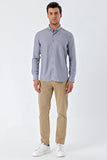 Gray Long Sleeve Patterned Armured Pocketless Classic Slim Fit Shirt 1004230216
