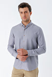 Gray Long Sleeve Patterned Armured Pocketless Classic Slim Fit Shirt 1004230216