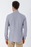 Gray Long Sleeve Patterned Armured Pocketless Classic Slim Fit Shirt 1004230216