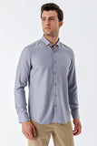 Gray Long Sleeve Patterned Armured Pocketless Classic Slim Fit Shirt 1004230216