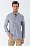 Gray Long Sleeve Patterned Armured Pocketless Classic Slim Fit Shirt 1004230216