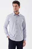 Gray Long Sleeve Textured Hard Collar Pocketless Slim Fit Shirt 1004235107