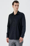Long Sleeve Textured Hard Collar Pocket Comfort Fit Shirt 1004235151