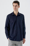Long Sleeve Textured Hard Collar Pocket Comfort Fit Shirt 1004235151