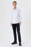 Long Sleeve Textured Hard Collar Pocket Comfort Fit Shirt 1004235151