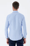 Navy Long Sleeve Textured Hard Collar Pocketless Slim Fit Shirt 1004235149