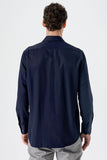 Long Sleeve Textured Hard Collar Pocket Comfort Fit Shirt 1004235151