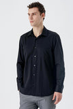 Long Sleeve Textured Hard Collar Pocket Comfort Fit Shirt 1004235151