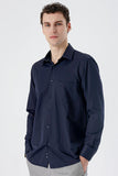 Long Sleeve Textured Hard Collar Pocket Comfort Fit Shirt 1004235151