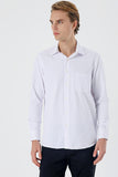 Long Sleeve Textured Hard Collar Pocket Comfort Fit Shirt 1004235151