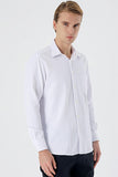Long Sleeve Textured Hard Collar Pocket Comfort Fit Shirt 1004235151