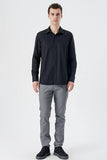 Long Sleeve Textured Hard Collar Pocket Comfort Fit Shirt 1004235151