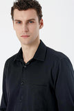 Long Sleeve Textured Hard Collar Pocket Comfort Fit Shirt 1004235151