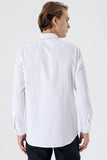Long Sleeve Textured Hard Collar Pocket Comfort Fit Shirt 1004235151
