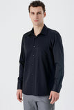 Long Sleeve Textured Hard Collar Pocket Comfort Fit Shirt 1004235151