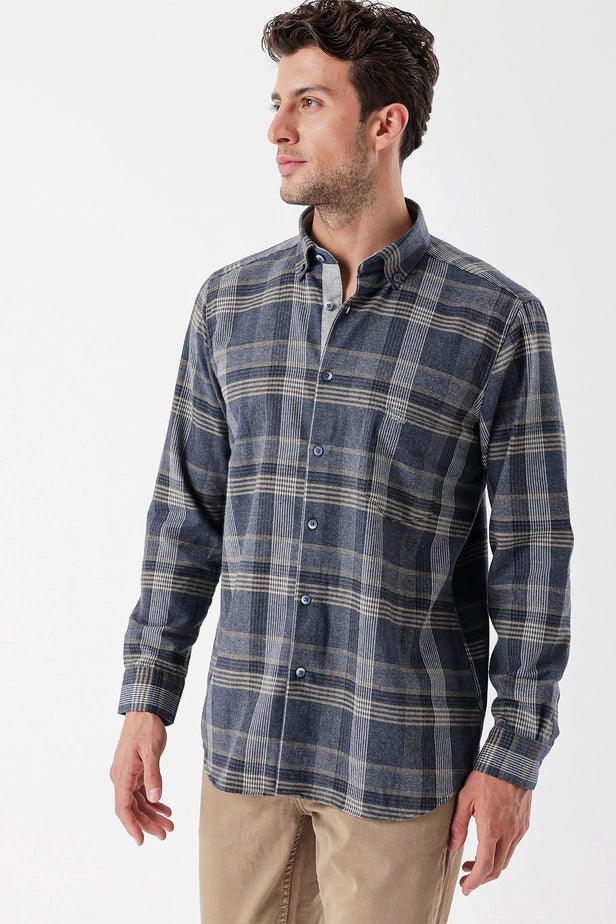 IMZA Men's Checked Gabardine Comfort Fit Casual Shirt – 1004235110