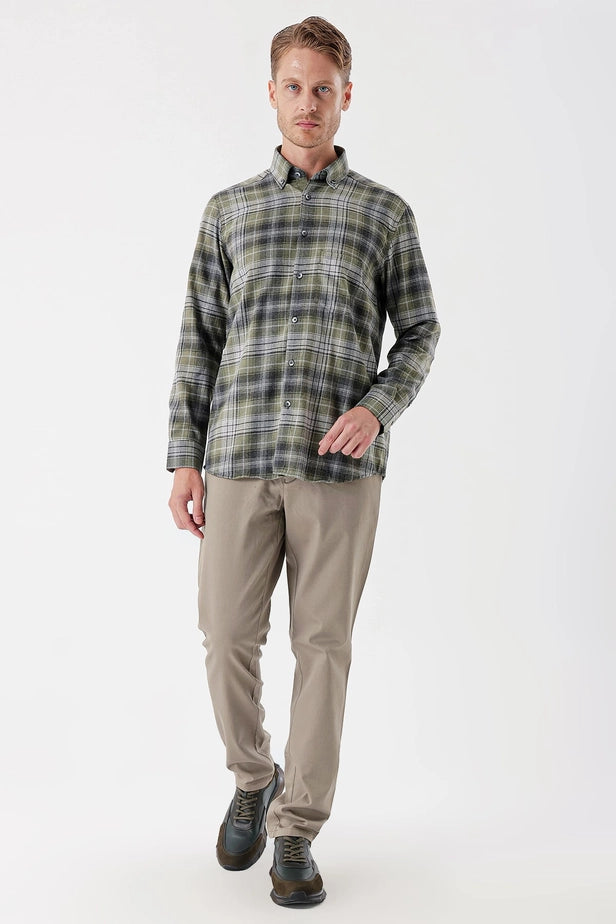 IMZA Men's Checked Gabardine Comfort Fit Casual Shirt – 1004235112