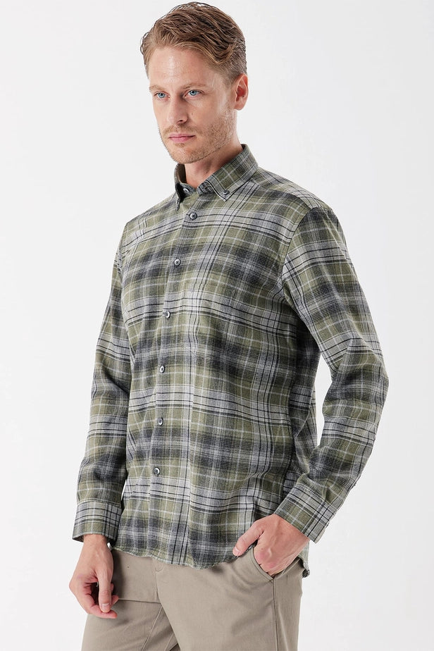 IMZA Men's Checked Gabardine Comfort Fit Casual Shirt – 1004235112