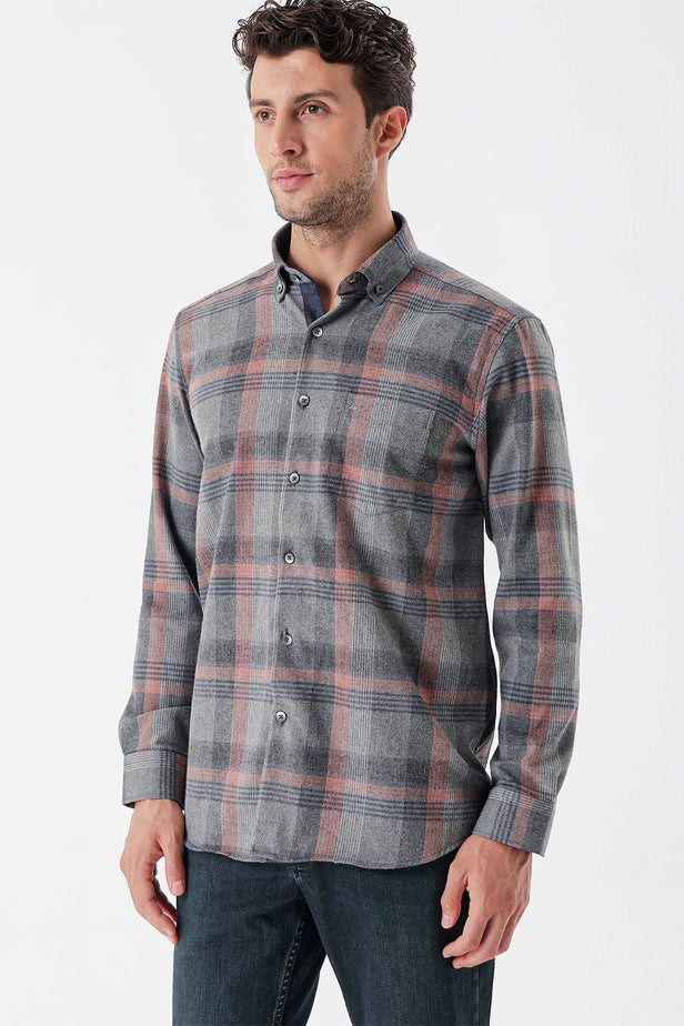 IMZA Men's Checked Gabardine Comfort Fit Casual Shirt – 1004235110