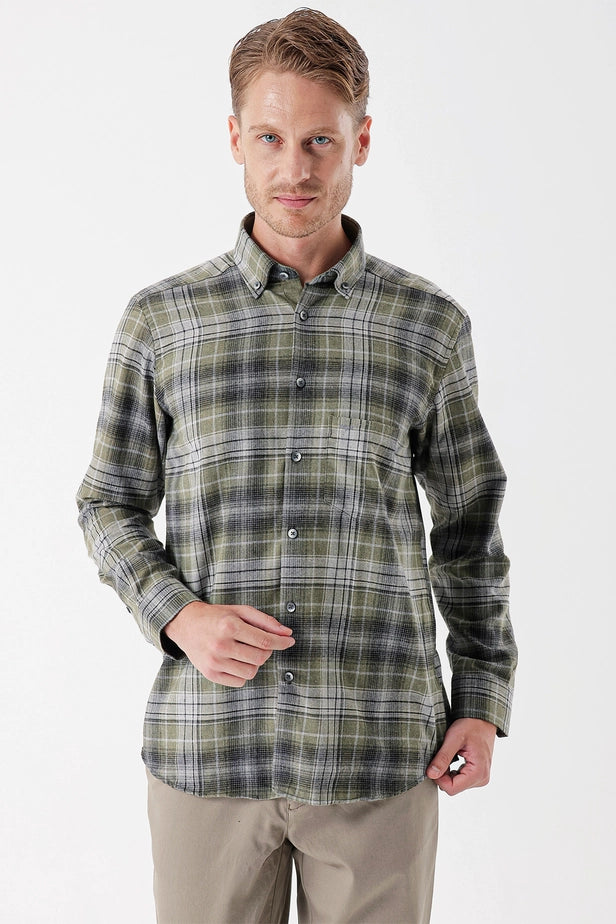 IMZA Men's Checked Gabardine Comfort Fit Casual Shirt – 1004235112