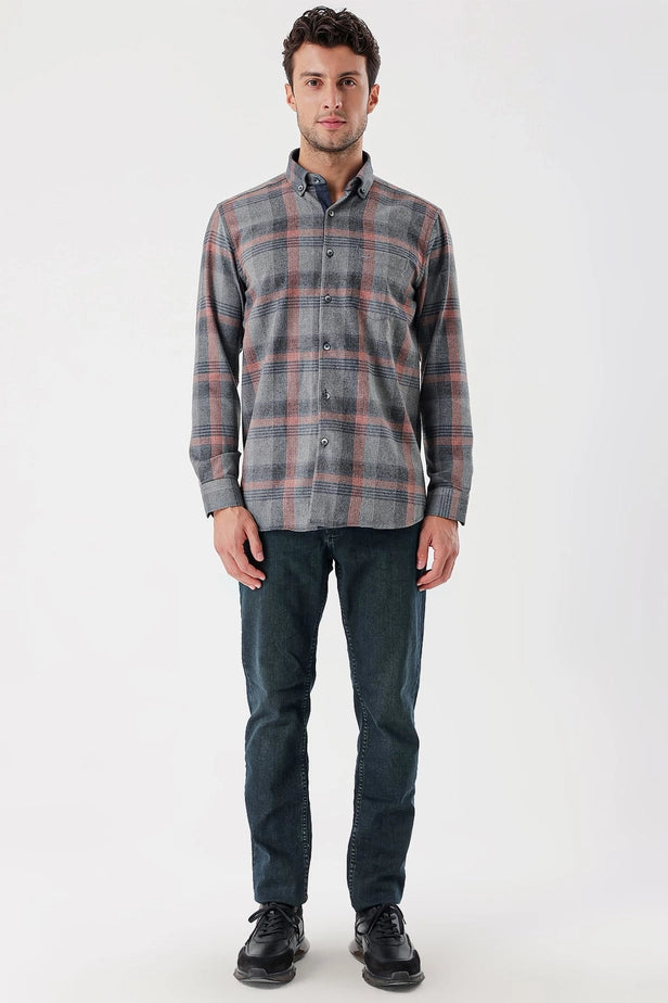 IMZA Men's Checked Gabardine Comfort Fit Casual Shirt – 1004235110