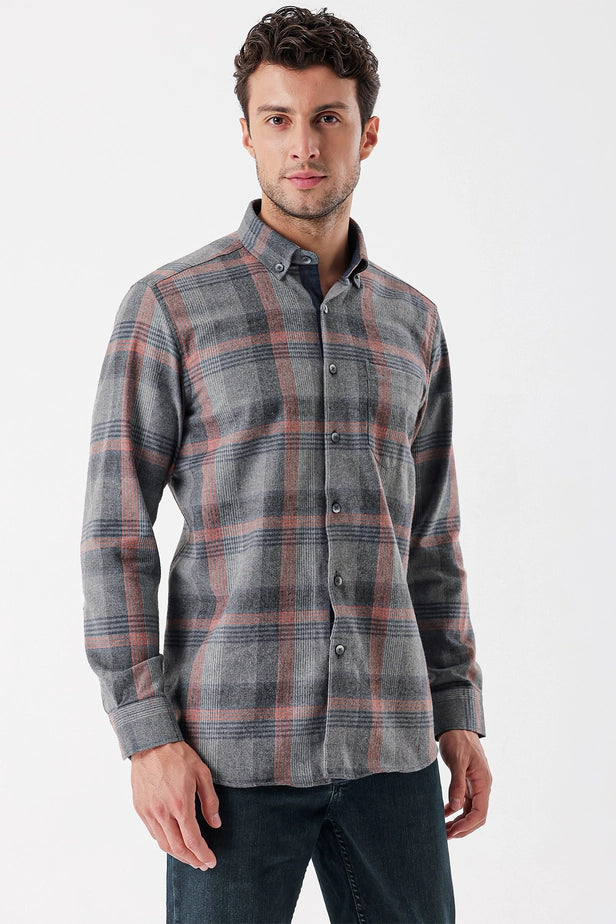 IMZA Men's Checked Gabardine Comfort Fit Casual Shirt – 1004235110