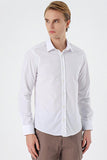 White Long Sleeve Filafil Hard Collar Pocketless Slim Fit Shirt 1004235008