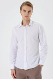 White Long Sleeve Filafil Hard Collar Pocketless Slim Fit Shirt 1004235008
