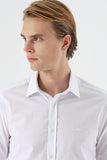 White Long Sleeve Filafil Hard Collar Pocketless Slim Fit Shirt 1004235008