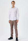 White Long Sleeve Filafil Hard Collar Pocketless Slim Fit Shirt 1004235008