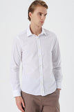 White Long Sleeve Filafil Hard Collar Pocketless Slim Fit Shirt 1004235008