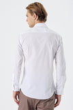 White Long Sleeve Filafil Hard Collar Pocketless Slim Fit Shirt 1004235008