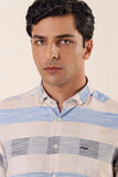 Light Beige Long Sleeve Checked Pocketless Cotton Classic Slim Fit Shirt 1004230171