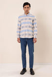 Light Beige Long Sleeve Checked Pocketless Cotton Classic Slim Fit Shirt 1004230171