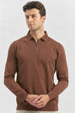 Black Long Sleeve Knitted Polo Collar Slim Fit Knitwear 1012245150