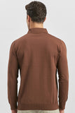 Black Long Sleeve Knitted Polo Collar Slim Fit Knitwear 1012245150
