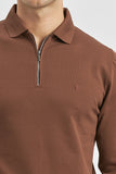 Black Long Sleeve Knitted Polo Collar Slim Fit Knitwear 1012245150