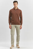 Black Long Sleeve Knitted Polo Collar Slim Fit Knitwear 1012245150