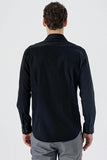 Long Sleeve Hard Collar Pocketless Slim Fit Cotton Shirt 1004235424